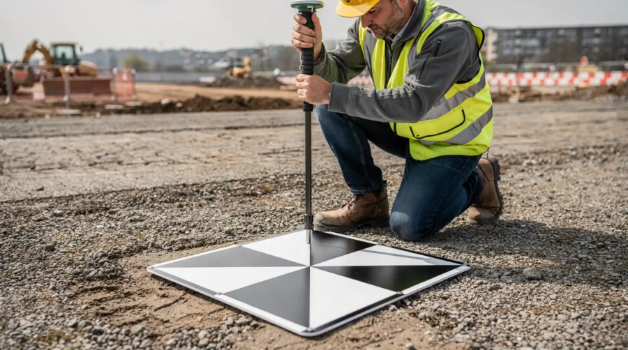 A photo-identifiable GCP is a physical marker visible in aerial imagery, enabling precise georeferencing